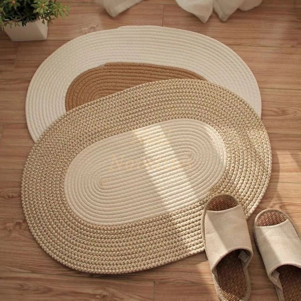 BraidedMagic: Decorative Oval Doormat – Durable, Easy to Care & Braided Hemp Design for Bedroom & Terrace