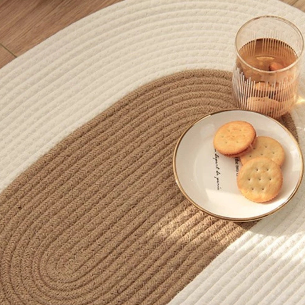 BraidedMagic: Decorative Oval Doormat – Durable, Easy to Care & Braided Hemp Design for Bedroom & Terrace
