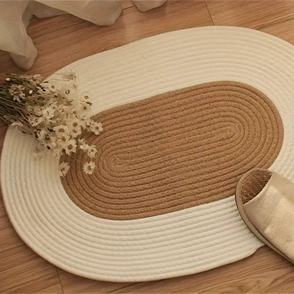 BraidedMagic: Decorative Oval Doormat – Durable, Easy to Care & Braided Hemp Design for Bedroom & Terrace