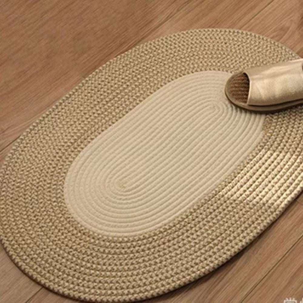 BraidedMagic: Decorative Oval Doormat – Durable, Easy to Care & Braided Hemp Design for Bedroom & Terrace