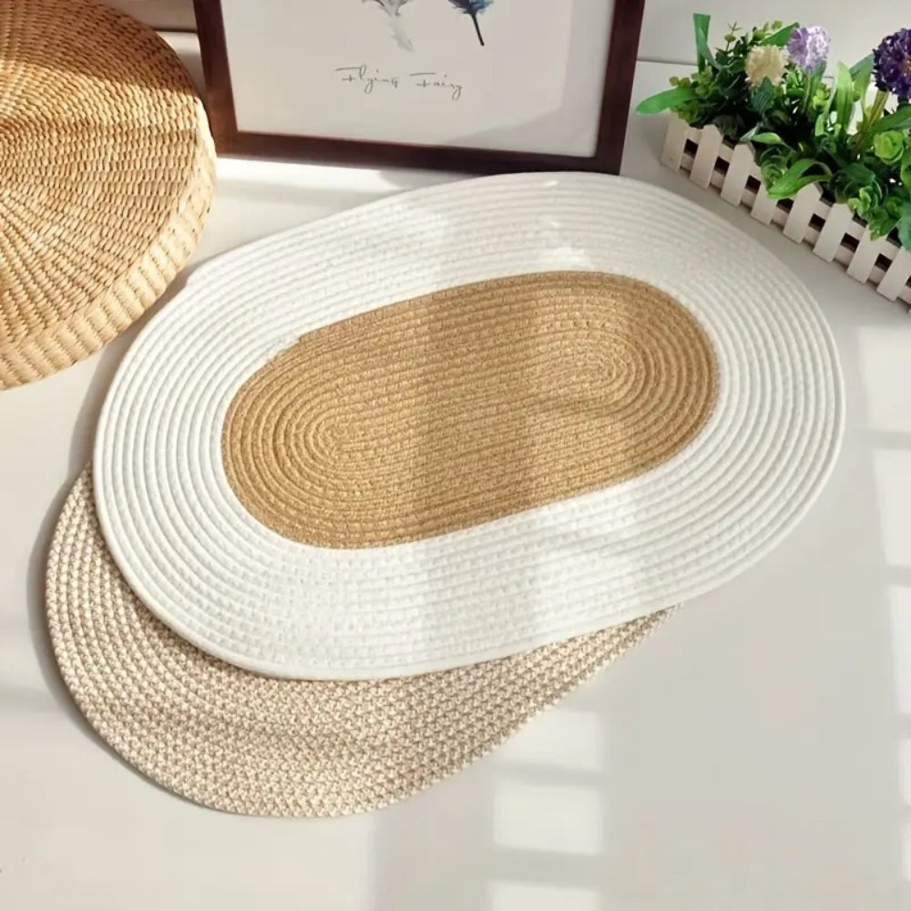 BraidedMagic: Decorative Oval Doormat – Durable, Easy to Care & Braided Hemp Design for Bedroom & Terrace