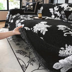FleurÉternel: Sofa Cover in Jacquard Floral Pattern made of Breathable Chenille with Decorative Fringe – for Sofa & Living Room