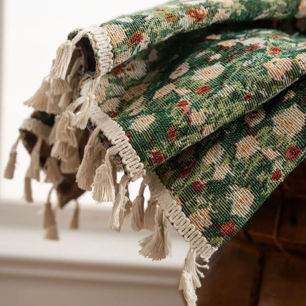 FleurNoveau: Curtain in Vintage Floral Pattern with Tassels – Romantic & Decorative for Living Room & Bedroom