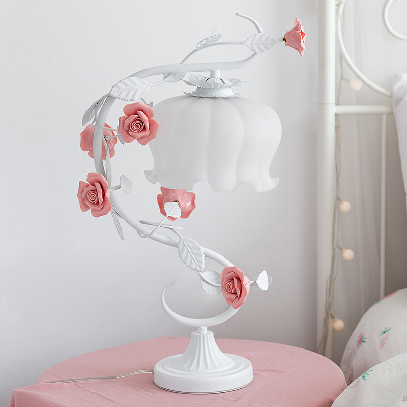 Fleuréa: Romantic Rose Lamp Under Glass – Stylish Decorative Light for Bedroom & Living Room
