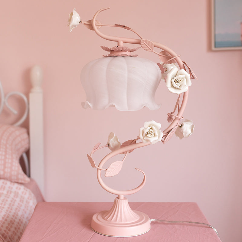 Fleuréa: Romantic Rose Lamp Under Glass – Stylish Decorative Light for Bedroom & Living Room