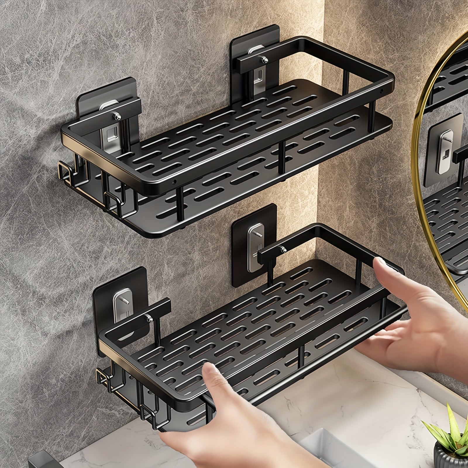 FlexAlu: Wall Shelves for Bathroom – Durable Space Aluminum Shelves, Hanging & Rust-Free in a Set of 2 for Bathroom Organization