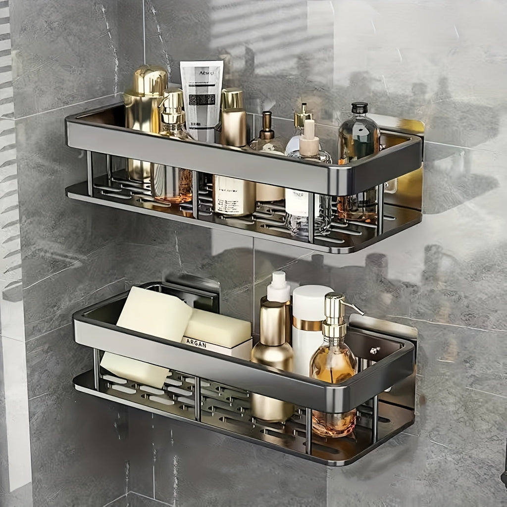 FlexAlu: Wall Shelves for Bathroom – Durable Space Aluminum Shelves, Hanging & Rust-Free in a Set of 2 for Bathroom Organization