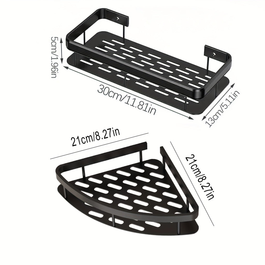 FlexAlu: Wall Shelves for Bathroom – Durable Space Aluminum Shelves, Hanging & Rust-Free in a Set of 2 for Bathroom Organization