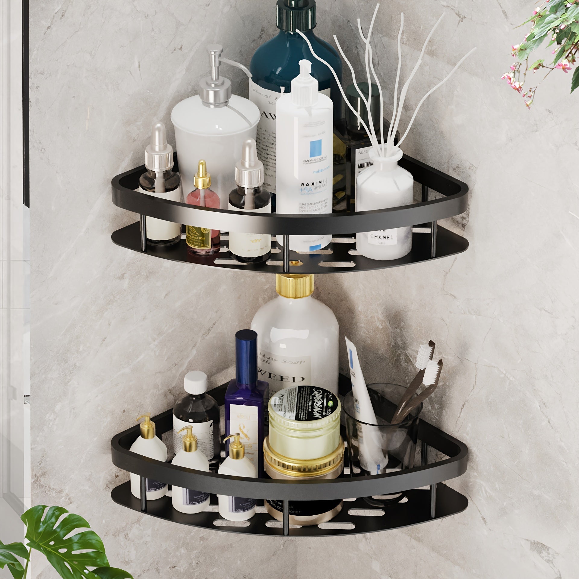 FlexAlu: Wall Shelves for Bathroom – Durable Space Aluminum Shelves, Hanging & Rust-Free in a Set of 2 for Bathroom Organization