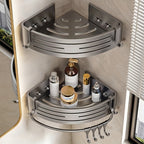 FlexHaken: Wall Shelf Kitchen – multifunctional aluminum shelf, space-saving & decorative with hooks for utensils & bathroom accessories