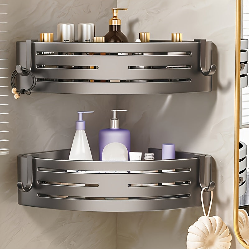 FlexHaken: Wall Shelf Kitchen – multifunctional aluminum shelf, space-saving & decorative with hooks for utensils & bathroom accessories