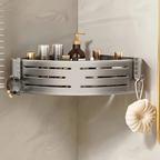 FlexHaken: Wall Shelf Kitchen – multifunctional aluminum shelf, space-saving & decorative with hooks for utensils & bathroom accessories