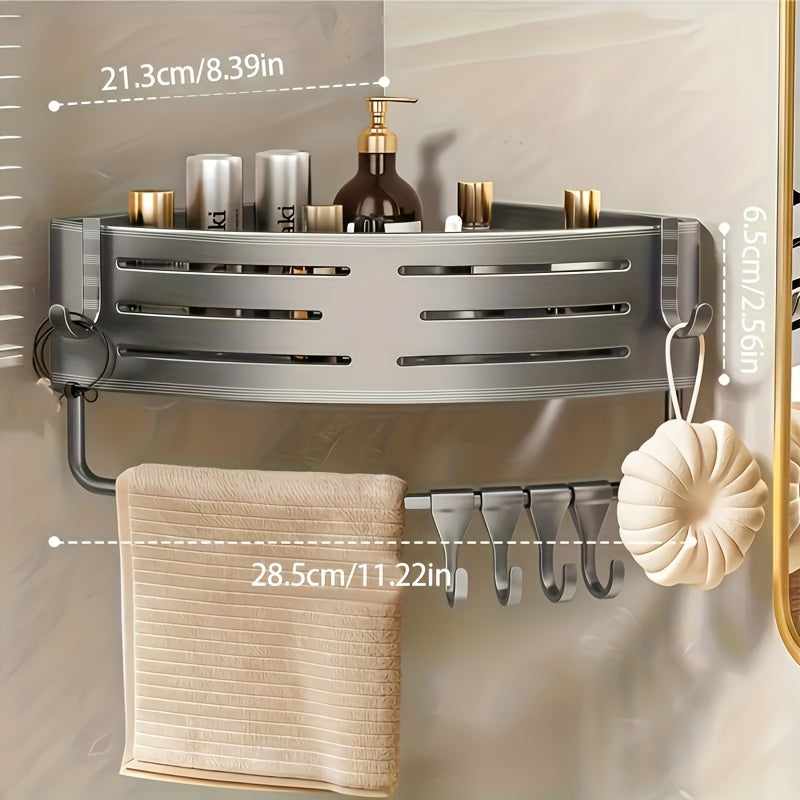 FlexHaken: Wall Shelf Kitchen – multifunctional aluminum shelf, space-saving & decorative with hooks for utensils & bathroom accessories