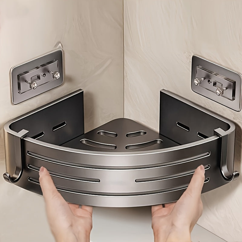 FlexHaken: Wall Shelf Kitchen – multifunctional aluminum shelf, space-saving & decorative with hooks for utensils & bathroom accessories
