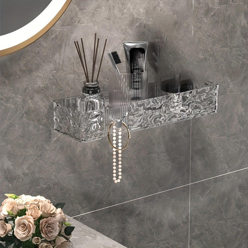 FlexRegal: Wall Shelf for Bathroom – modern plastic shelf, multifunctional & stable without drilling for cosmetics & accessories