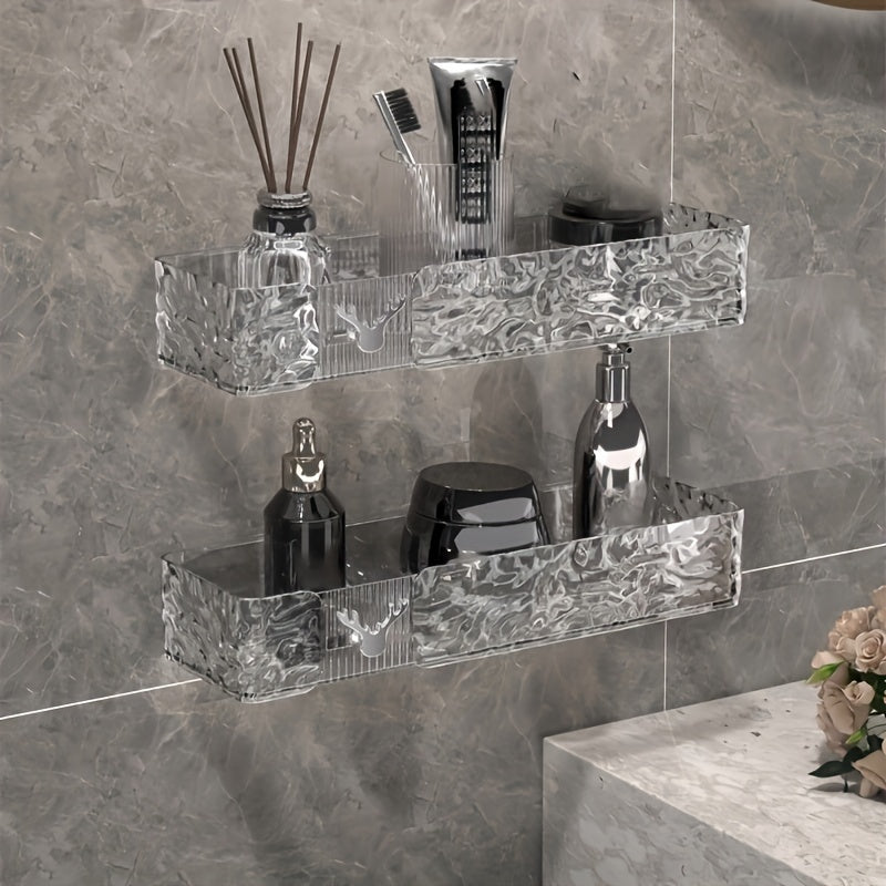 FlexRegal: Wall Shelf for Bathroom – modern plastic shelf, multifunctional & stable without drilling for cosmetics & accessories