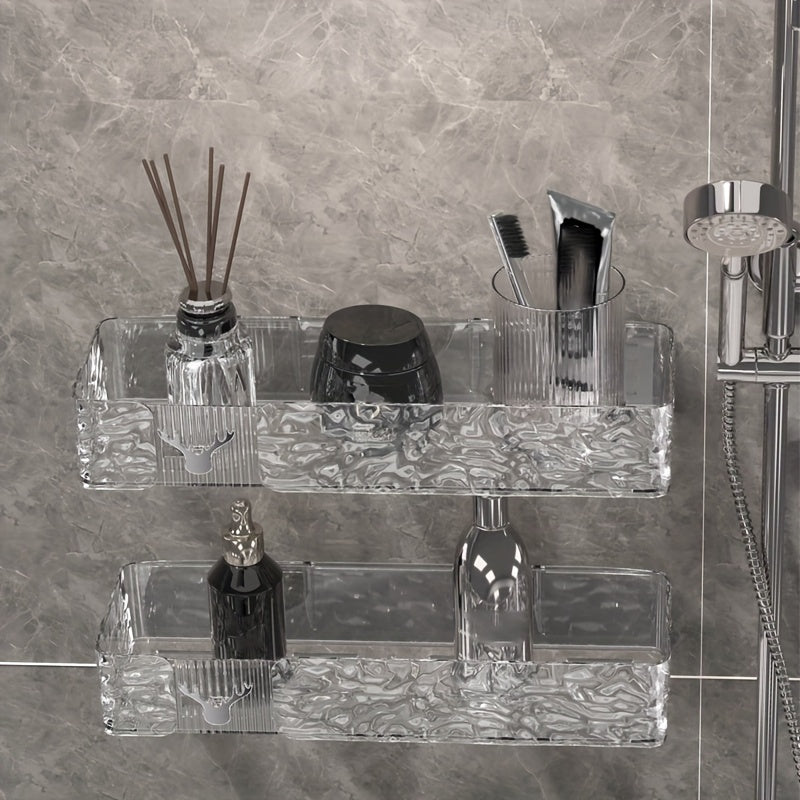 FlexRegal: Wall Shelf for Bathroom – modern plastic shelf, multifunctional & stable without drilling for cosmetics & accessories