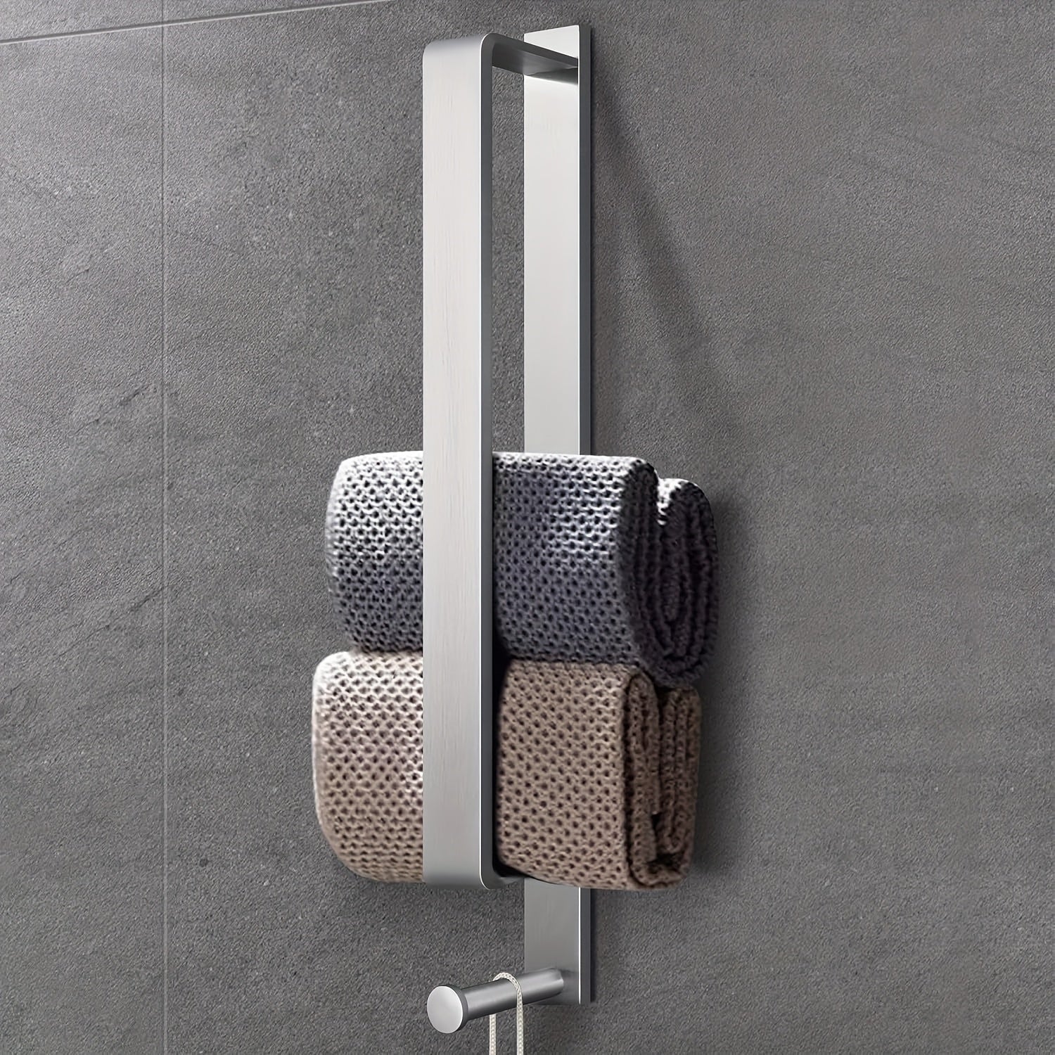 FlexStand: Towel Holder Bathroom – freestanding aluminum holder with hooks, modern & installation-free for guest towels