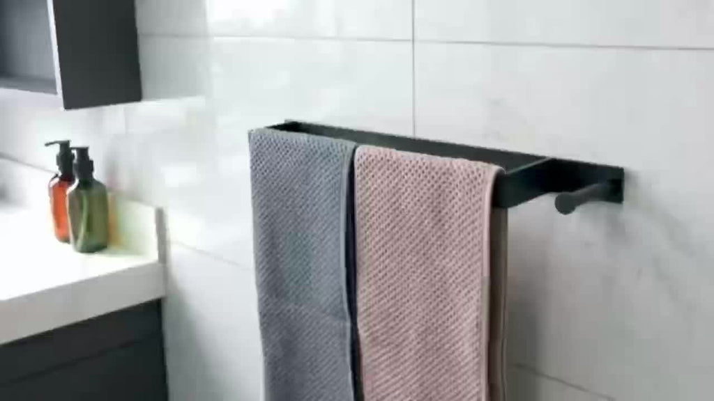 FlexStand: Towel Holder Bathroom – freestanding aluminum holder with hooks, modern & installation-free for guest towels