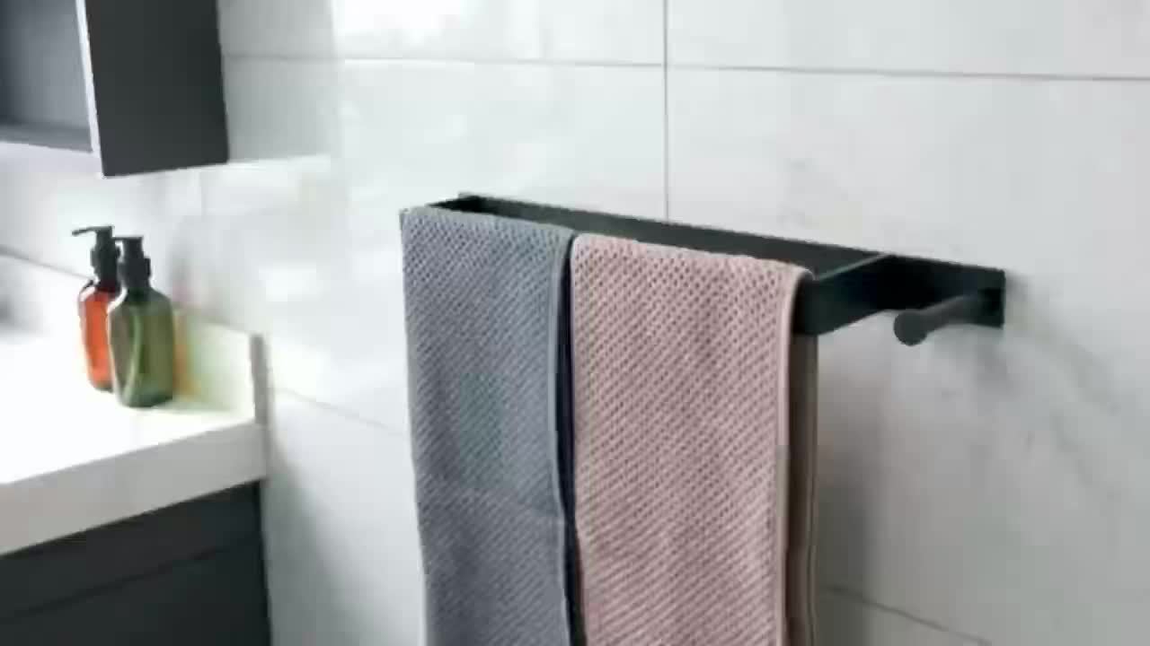FlexStand: Towel Holder Bathroom – freestanding aluminum holder with hooks, modern & installation-free for guest towels