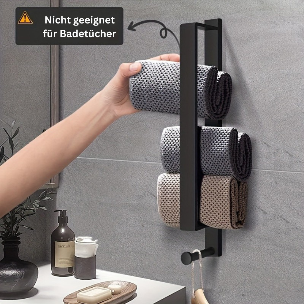 FlexStand: Towel Holder Bathroom – freestanding aluminum holder with hooks, modern & installation-free for guest towels