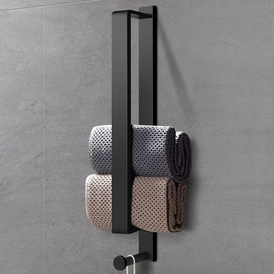 FlexStand: Towel Holder Bathroom – freestanding aluminum holder with hooks, modern & installation-free for guest towels