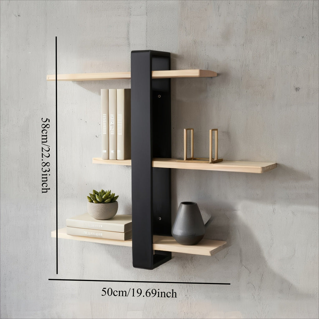 FlexiWood: Wall Shelf Wood – Adjustable, Floating & Hanging with Multi-Level Storage for Living Room & Bedroom