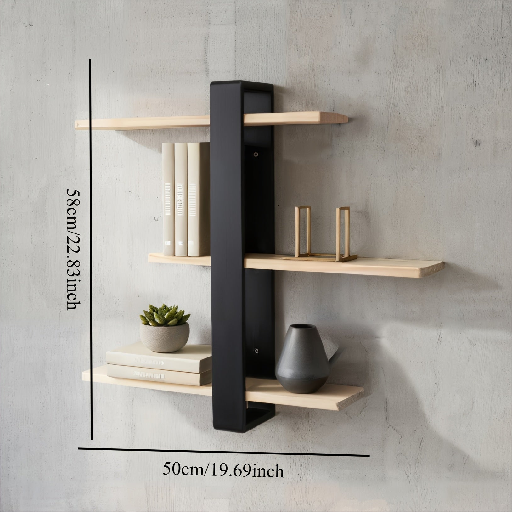FlexiWood: Wall Shelf Wood – Adjustable, Floating & Hanging with Multi-Level Storage for Living Room & Bedroom