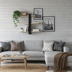 FlexiWood: Wall Shelf Wood – Adjustable, Floating & Hanging with Multi-Level Storage for Living Room & Bedroom