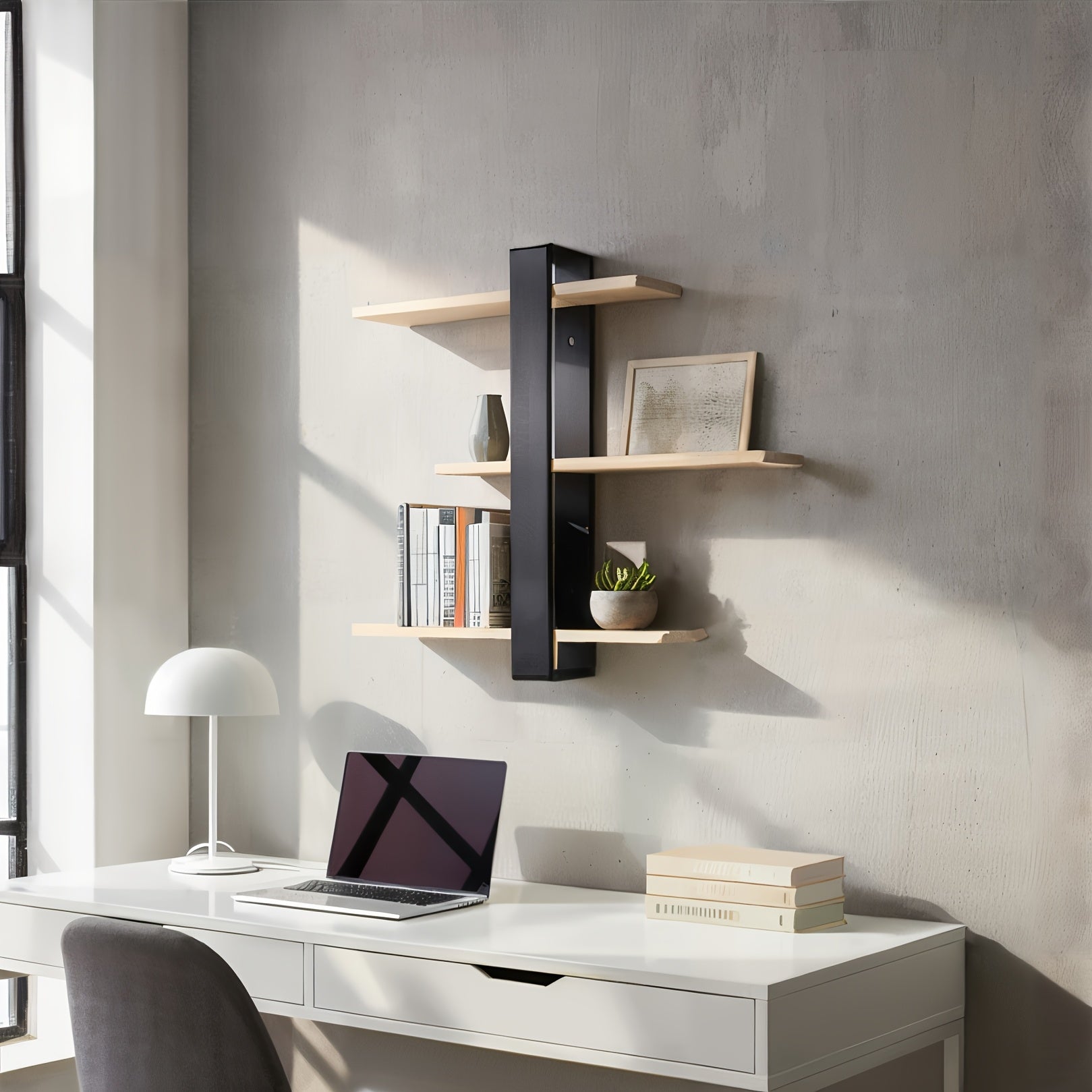 FlexiWood: Wall Shelf Wood – Adjustable, Floating & Hanging with Multi-Level Storage for Living Room & Bedroom