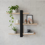 FlexiWood: Wall Shelf Wood – Adjustable, Floating & Hanging with Multi-Level Storage for Living Room & Bedroom
