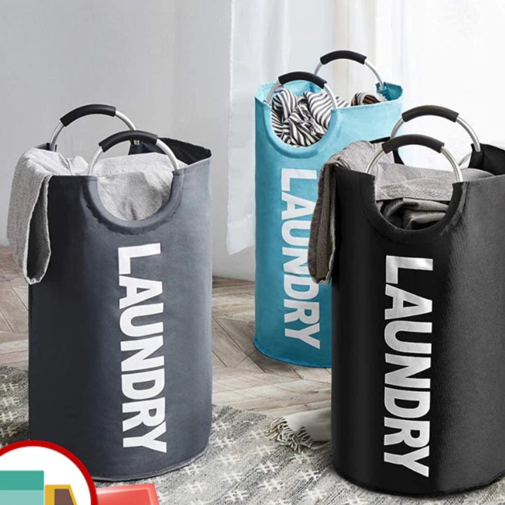 FlexiLaden: Collapsible Laundry Basket – Water-Repellent, Durable & Perfect for Large Loads