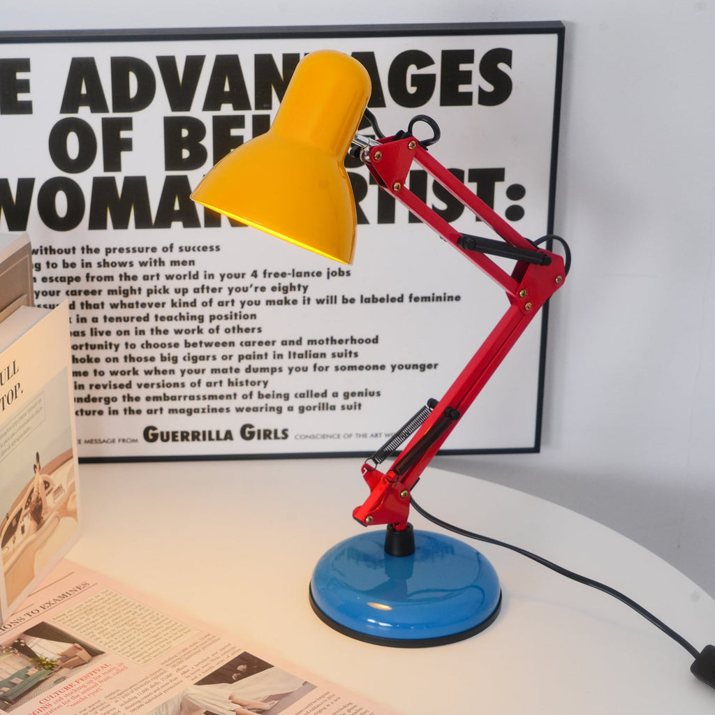 Adjustable Multi-Joint Desk Lamp — Blue, Red & Yellow