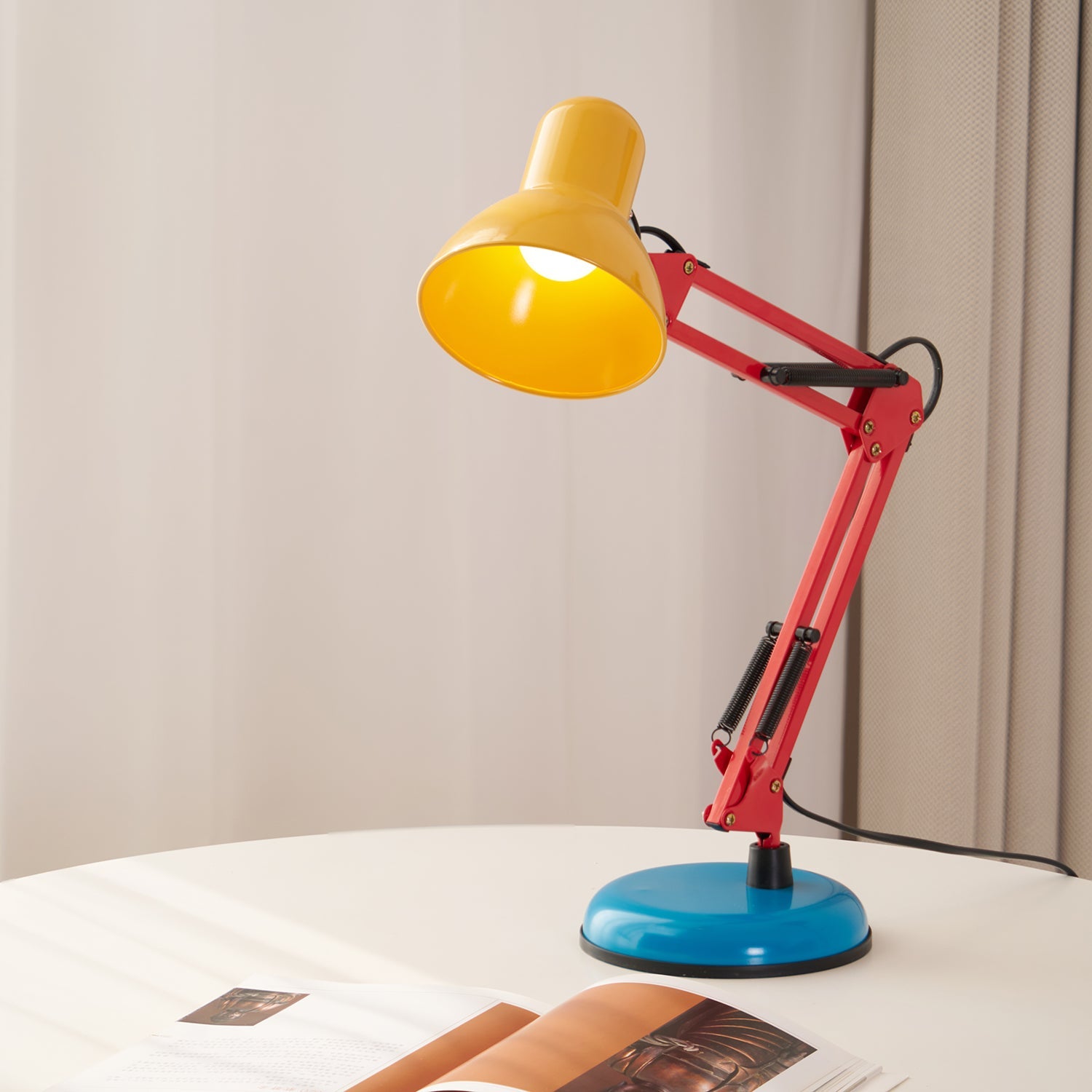 Adjustable Multi-Joint Desk Lamp — Blue, Red & Yellow