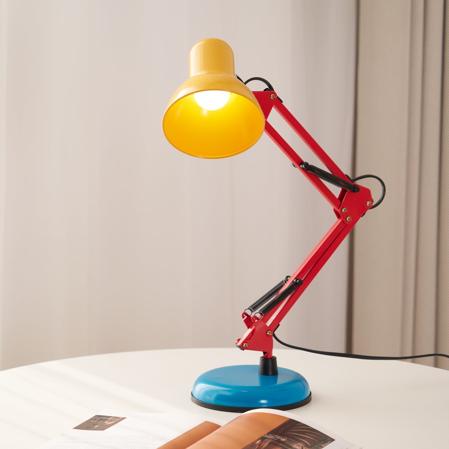 Adjustable Multi-Joint Desk Lamp — Blue, Red & Yellow
