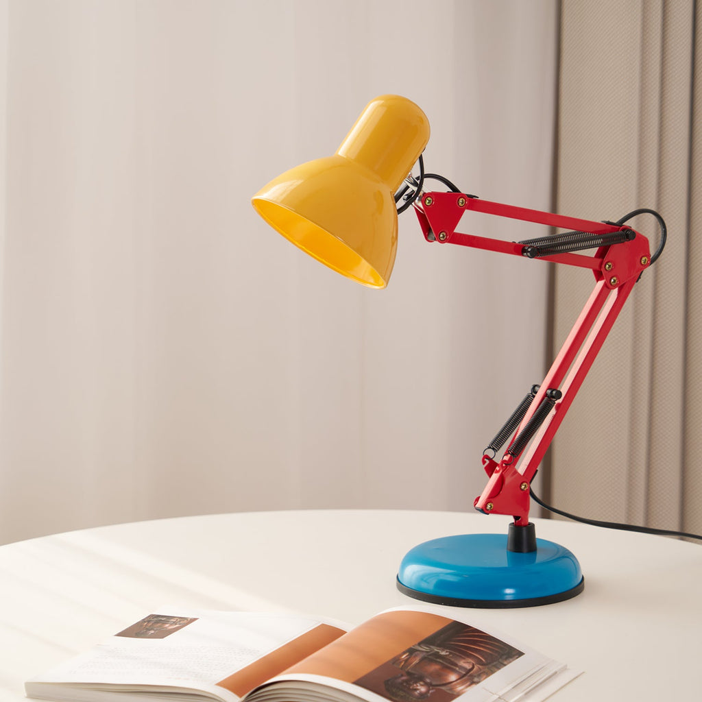 Adjustable Multi-Joint Desk Lamp — Blue, Red & Yellow