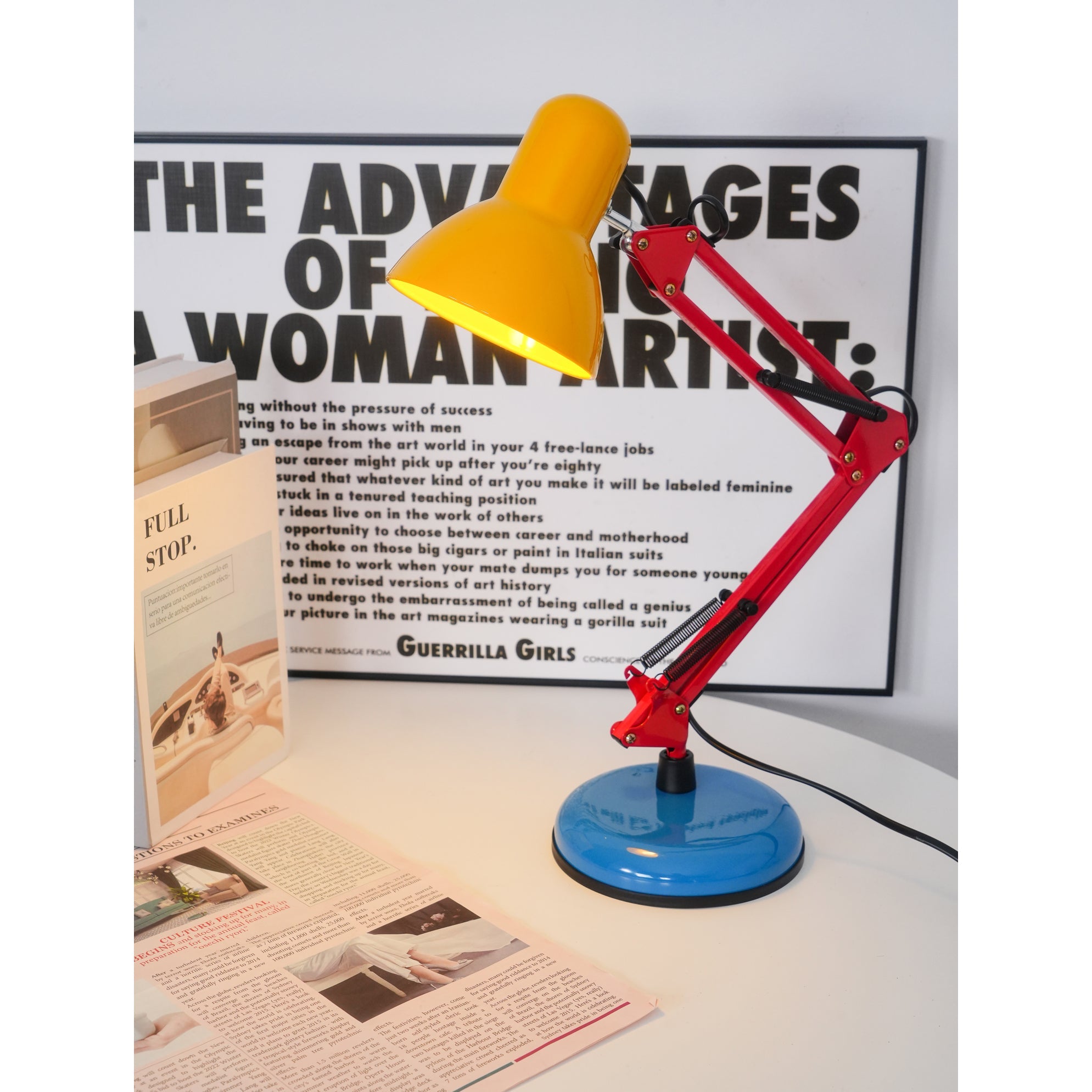 Adjustable Multi-Joint Desk Lamp — Blue, Red & Yellow