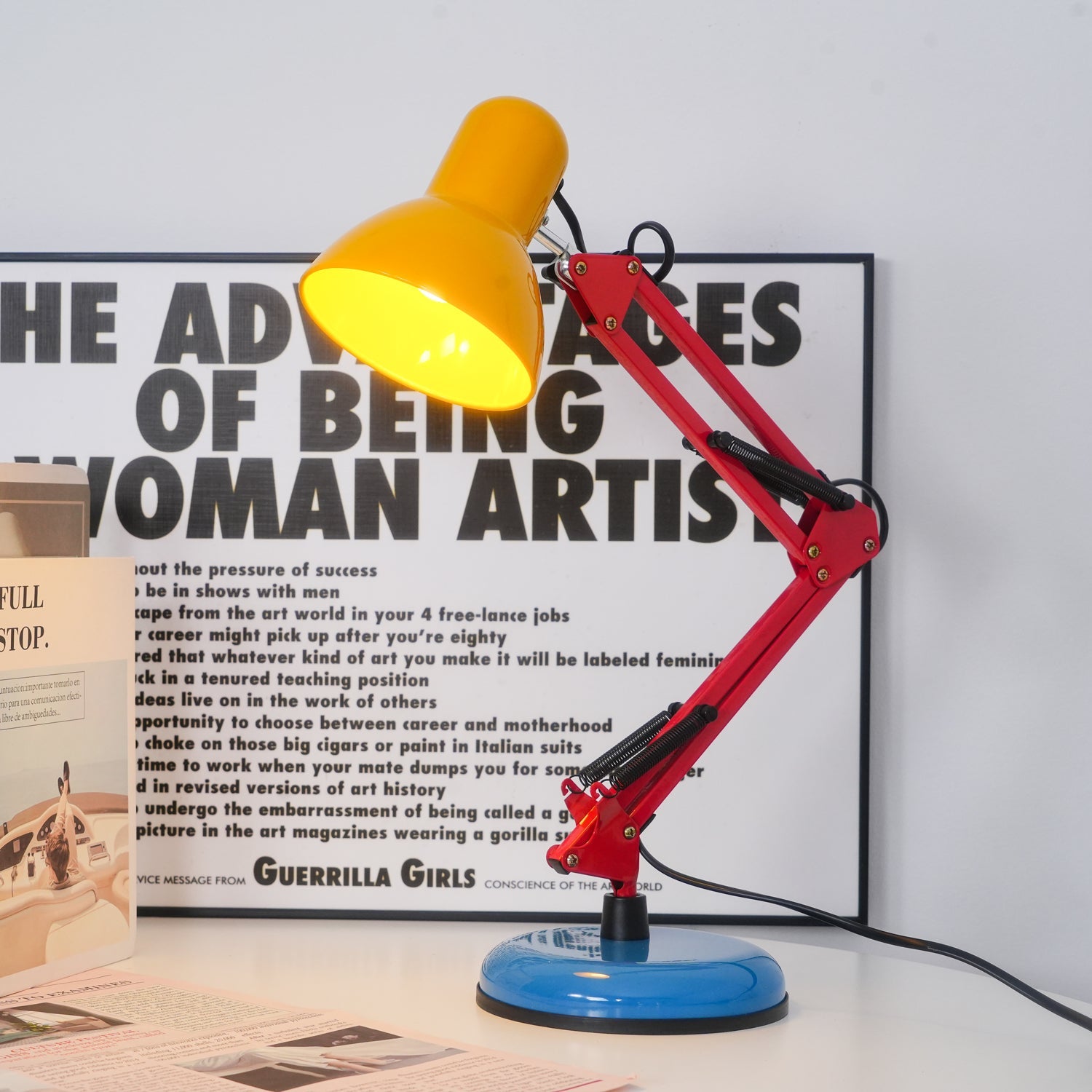 Adjustable Multi-Joint Desk Lamp — Blue, Red & Yellow