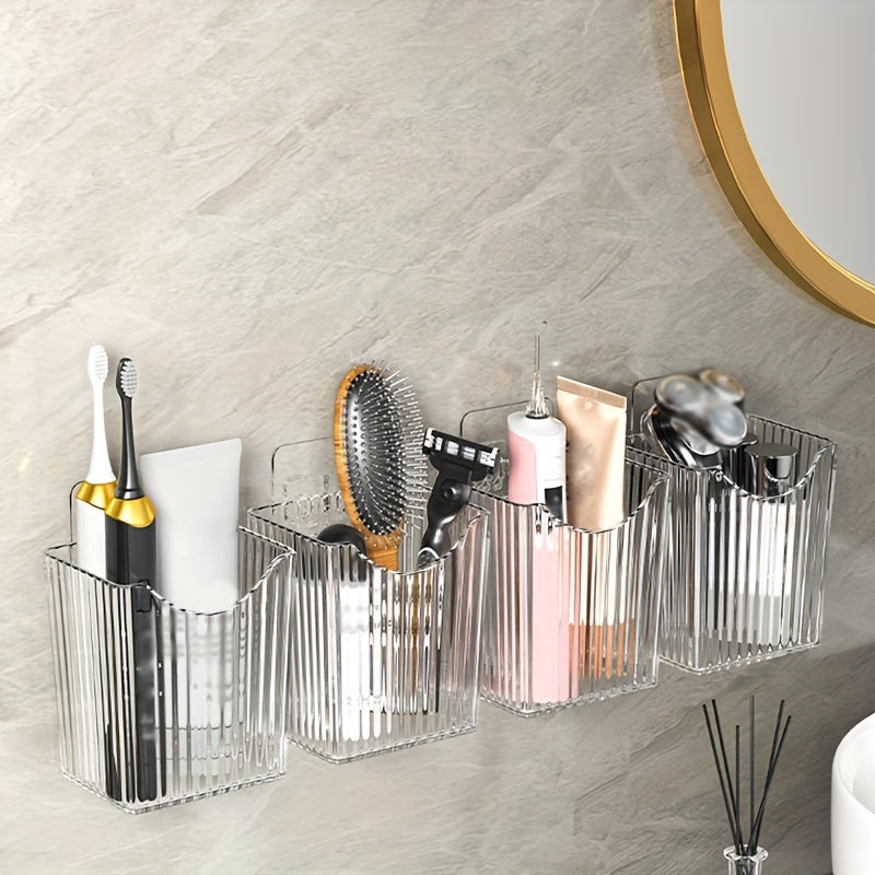 FlexibelOrganisieren: Wall Shelf Bathroom – modern plastic shelf, multifunctional & decorative for toothbrushes, cosmetics & accessories