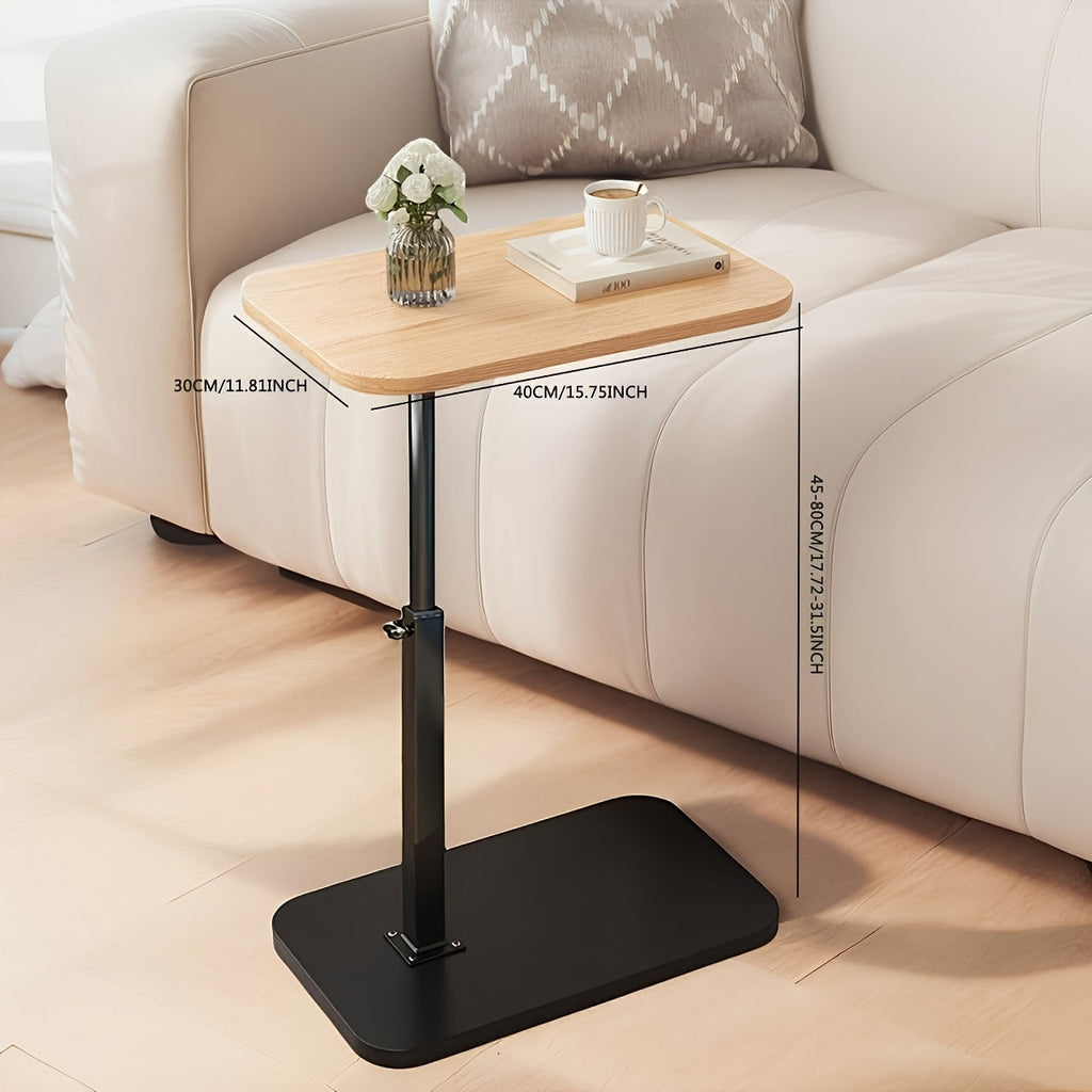 FlexivoLift: Height-Adjustable Side Table with Wooden Top & Sturdy Metal Frame – for Living Room & Bedroom