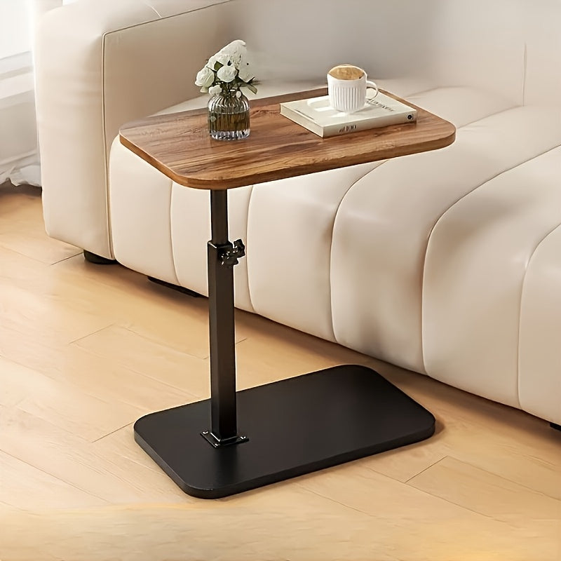 FlexivoLift: Height-Adjustable Side Table with Wooden Top & Sturdy Metal Frame – for Living Room & Bedroom