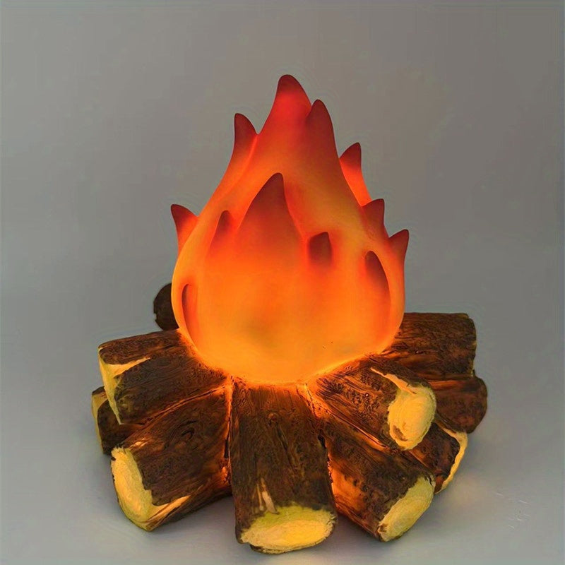 Flickering Flame LED Lamp – Realistic Campfire Effect, Battery-Powered, Safe Indoor/Outdoor Decor
