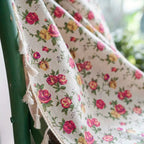 FloraCotton: Cotton Curtain with Floral Pattern & Tassels – Stylish & UV-Resistant for Dining Rooms