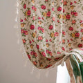 FloraCotton: Cotton Curtain with Floral Pattern & Tassels – Stylish & UV-Resistant for Dining Rooms