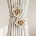 FloraHanf: Curtain Holders with Floral Design & Hemp Rope – Decorative Accessories in a Set of 2