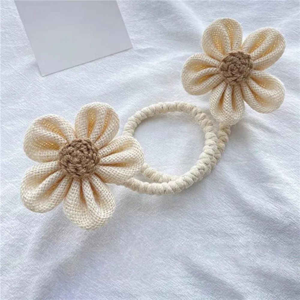 FloraHanf: Curtain Holders with Floral Design & Hemp Rope – Decorative Accessories in a Set of 2