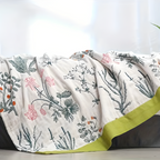 FloraHaus: Lightweight Summer Cotton Blanket with Floral Pattern & Breathable Structure – for Bed & Sofa