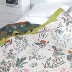 FloraHaus: Lightweight Summer Cotton Blanket with Floral Pattern & Breathable Structure – for Bed & Sofa