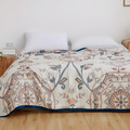 FloraLuft: Cotton blankets made of cotton with floral & leafy pattern – for bedroom & sofa