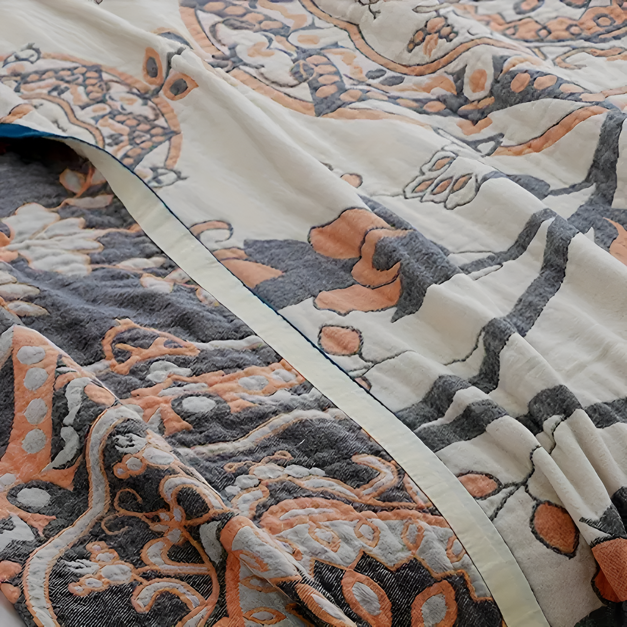 FloraLuft: Cotton blankets made of cotton with floral & leafy pattern – for bedroom & sofa